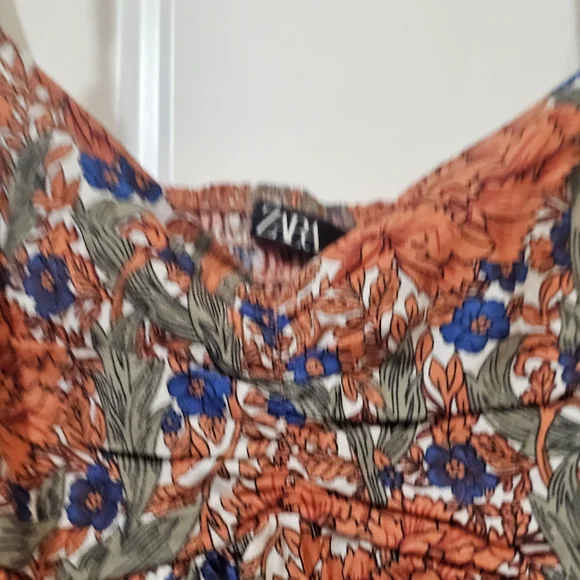 ZARA Floral Tie Strap Maxie Dress Boho - Picture 5 of 12